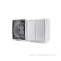 IP44 Block Single Schuko Power Outlet With Shutter